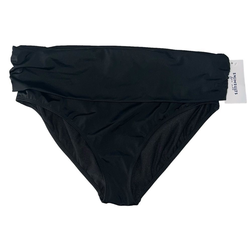 New Swimsuits for All Black Roll Top Swim Bottoms Sz 18 Bikini Bottoms